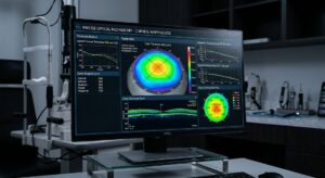 Corneal mapping showing ultrasonic and optical measurements