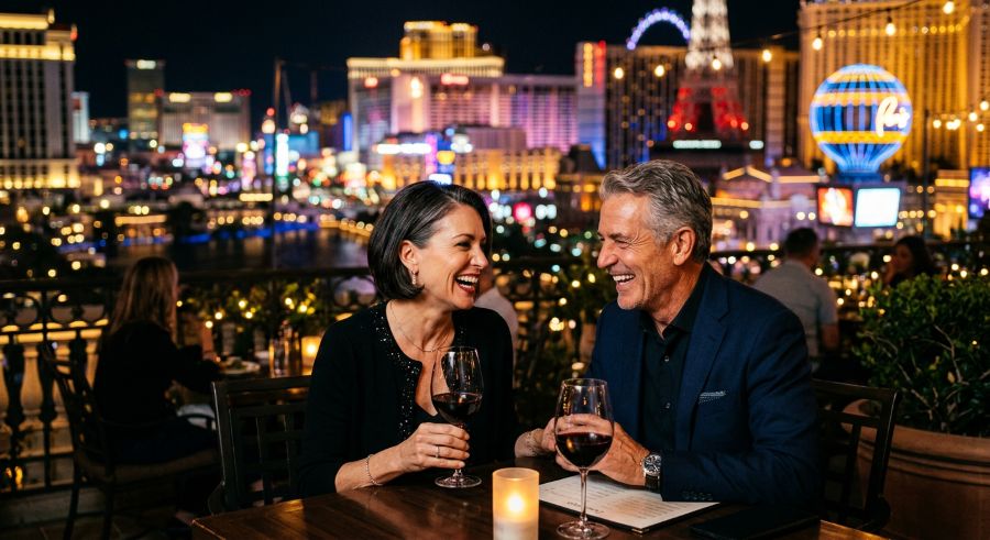 Middle aged couple enjoying Las Vegas nights
